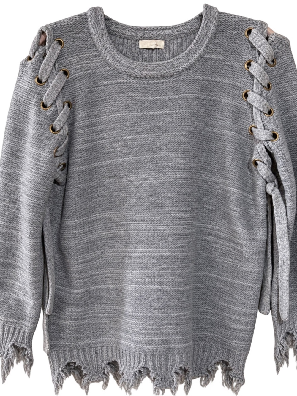 Jella C. Lace-Up Distressed Hem Sweater – Size Small